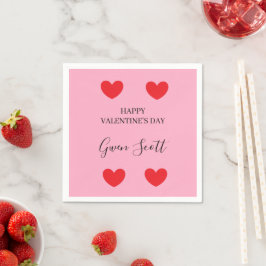 Personlig Lycklig Valentines rosa i hjärtat Pappersservett