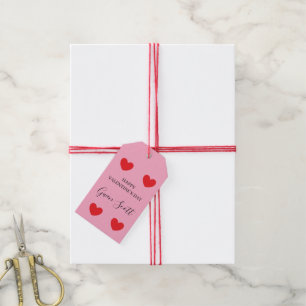 Personlig Lycklig Valentines rosa i hjärtat Presentetikett