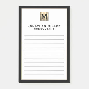Personlig Lyx Monogram fodrad Post-it Block