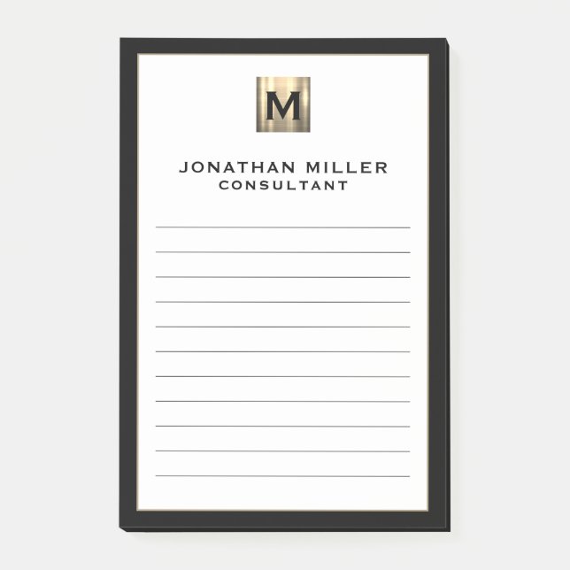 Personlig Lyx Monogram fodrad Post-it Block (Framsida)