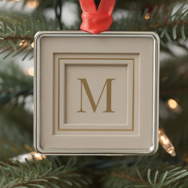 Personlig Lyx Monogram Jul Julgransprydnad Metall (Skapare uppladdad)
