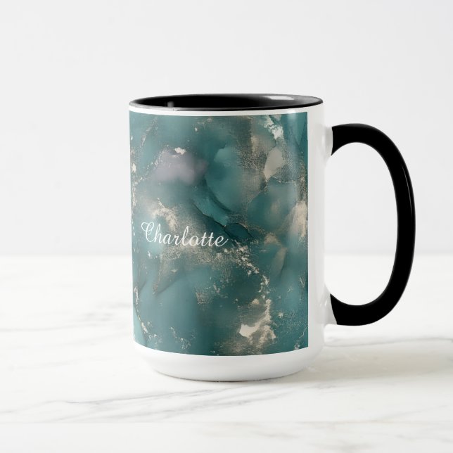 Personlig lyxig marmormönster specialdesignad namn mugg (Höger)