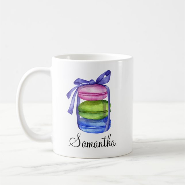 Personlig Macaron Färgrik Akvarell Mugg (Vänster)