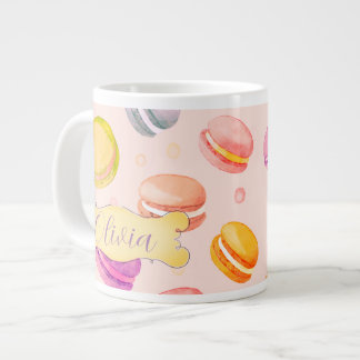 Personlig Macarons Watercolor Mugg Jumbo Mugg