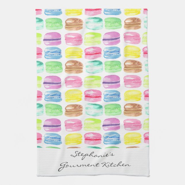 Personlig Macaroon Vattenfärg Söt Kökshandduk (Vertikal)