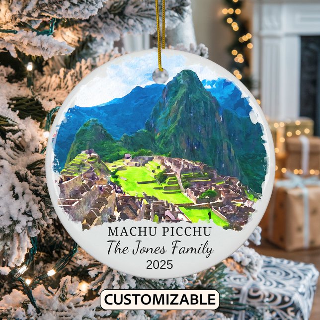Personlig Machu Picchu, Peru Gift Julgransprydnad Keramik (Skapare uppladdad)