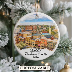 Personlig Macon-ornament, Anpassad Georgia Julgransprydnad Keramik