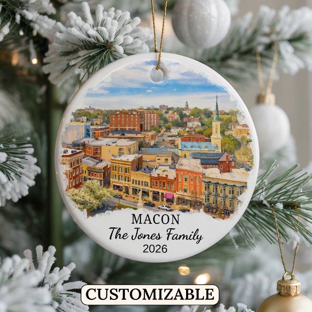 Personlig Macon-ornament, Anpassad Georgia Julgransprydnad Keramik (Skapare uppladdad)