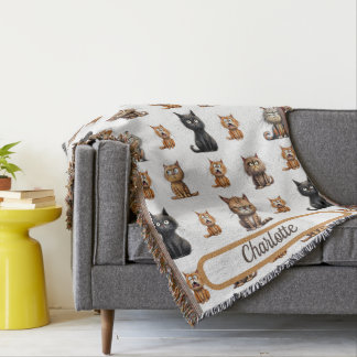 Personlig Mad Funny Cats Filt