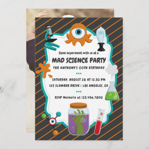 Personlig Mad Science Födelsedagsfest Photo Inbjudningar