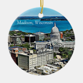 Personlig Madison, chef för Wisconsin Cheese Julgransprydnad Keramik