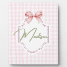 Personlig Madison Flicka Nursery Bow&Gingham