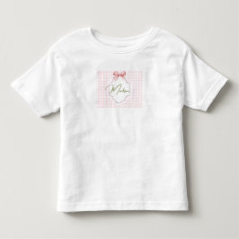 Personlig Madison Flicka Nursery Bow&Gingham T Shirt