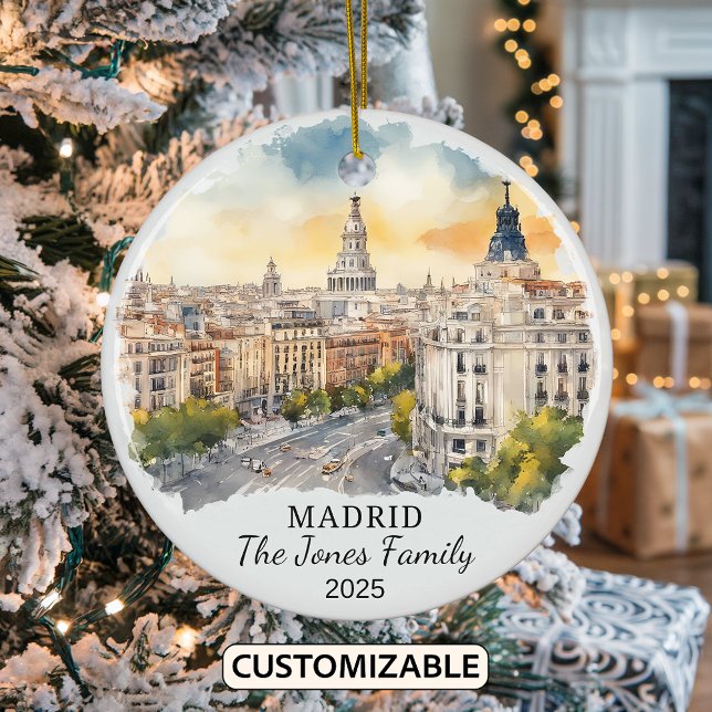 Personlig Madrid Ornament, Spanien Gift Julgransprydnad Keramik (Skapare uppladdad)
