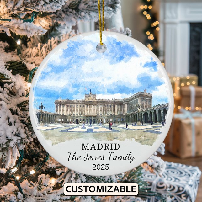Personlig Madrid Ornament, Spanien Gift Julgransprydnad Keramik (Skapare uppladdad)