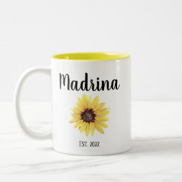 Personlig Madrina Est. Färgad solros Två-Tonad Mugg