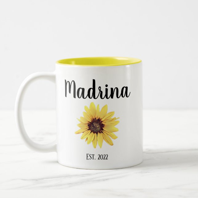Personlig Madrina Est. Färgad solros Två-Tonad Mugg (Vänster)