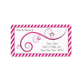 Personlig Magenta Swirl-bokskylt Adressetikett