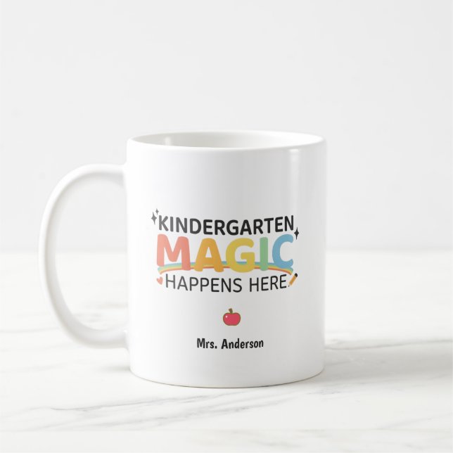Personlig Magi för Förskoleklass Händer Här  Kaffemugg (Vänster)