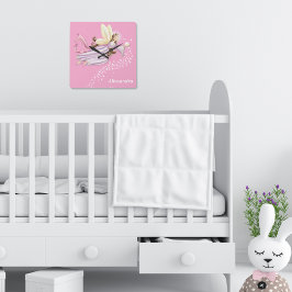 Personlig Magic Angel Fairy Clock for Girls Fyrkantig Klocka
