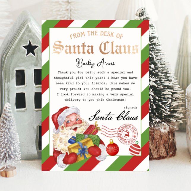 Personlig Magic Brev från Santa Printable Inbjudningar (letter from Santa claus from the North pole magical and festive watercolor letter)