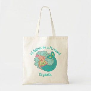 Personlig Magic Cute Teal Sjöjungfru Tygkasse