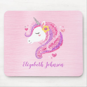 Personlig Magic Rosa Glitter Unicorn Ansikte Musmatta