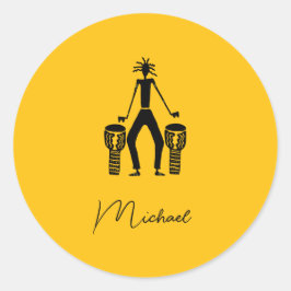 Personlig, Magic Silhouette Drummer Runt Klistermärke