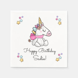 Personlig Magic Stuffed Unicorn Birthday Pappersservett