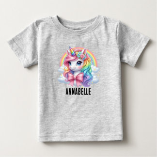 Personlig Magisk Regnbåge Enhörning Baby T-Shirt