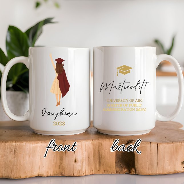 Personlig magistermugg examenspresent för henne kaffemugg (Custom Graduate Mug Master’s Degree Gift for Her, Master’s Degree Custom Mug Gift for Graduates)