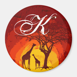 Personlig Magnet African Safari Giraffe Sol