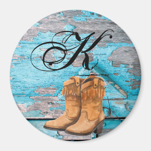 Personlig Magnet Blue Wood Barn Door Boots Coun