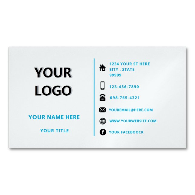 Personlig magnet för visitkort med logotyp (Framsida)