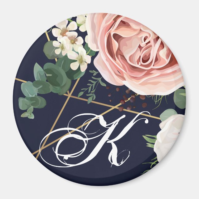 Personlig Magnet Geometric Garden Ro Navy Blu (Framsidan)