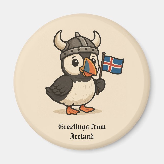 Personlig magnet - Island puffin (Framsidan)