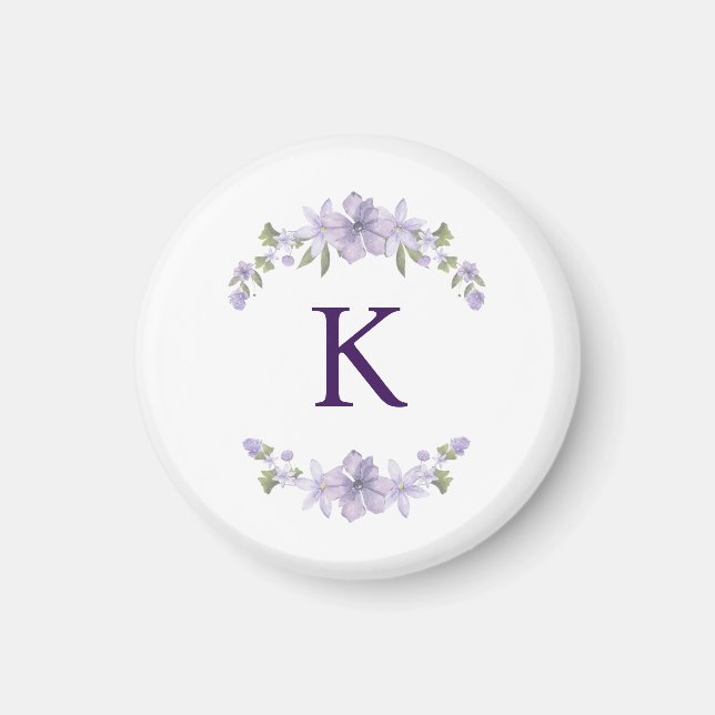 Personlig Magnet med Blomster och Initial för Brud (Framsidan)
