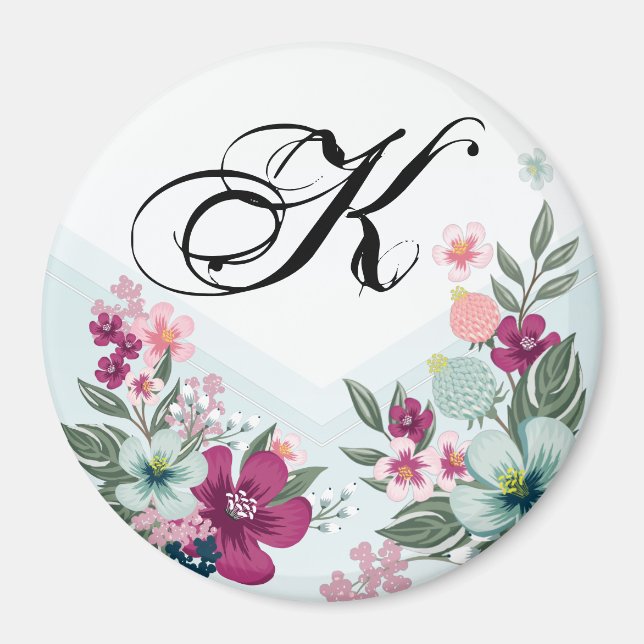 Personlig Magnet Tropical Flower på Blue Ombre (Framsidan)