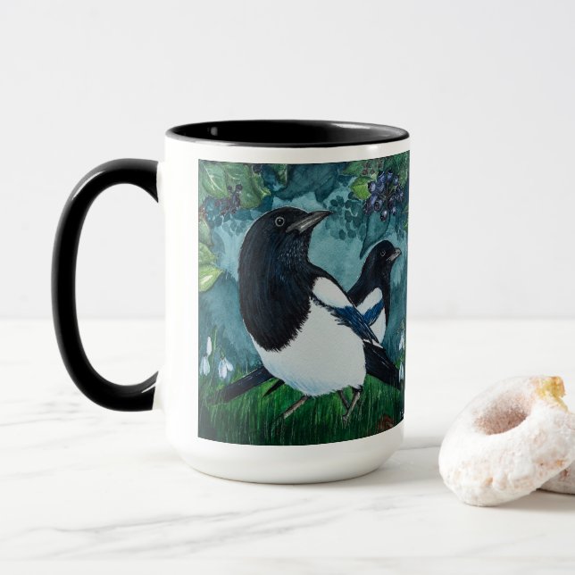 Personlig Magpie Coffee Mugg (Med munk)