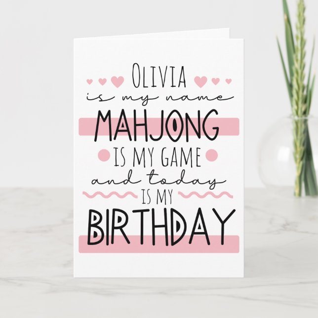 Personlig Mahjong Birthday Tack Kort (Framsida)