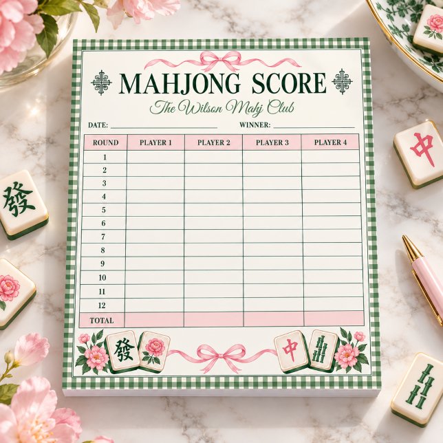 Personlig Mahjong-resultatblad Notepad Anteckningsblock (Personalized Mahjong Score Sheet Notepad
)