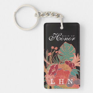 Personlig Maid of honor Gift Keychain-Blommigt Nyckelring