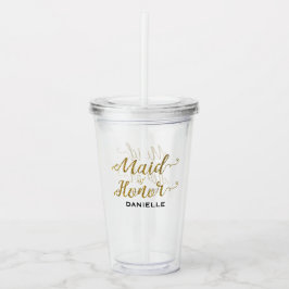 Personlig Maid of honor Guld Glitter Take Away Mugg