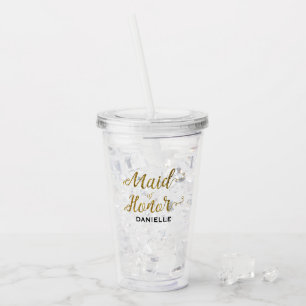 Personlig Maid of honor Guld Glitter Take Away Mugg