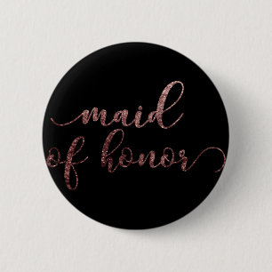 Personlig ’Maid of honor’ Ro Guld Glitter 2 Knapp