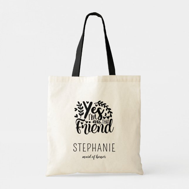 Personlig Maid of honor Tote Bag Gift Tygkasse (Baksida)