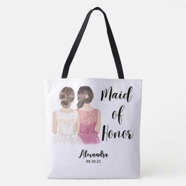 Personlig Maid of honor Tote Bag Tygkasse (Framsida)