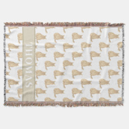 Personlig Maine Coon Cat (Orange) Rosa & vit Filt