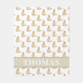 Personlig Maine Coon Cat (Orange) Rosa & vit Fleecefilt