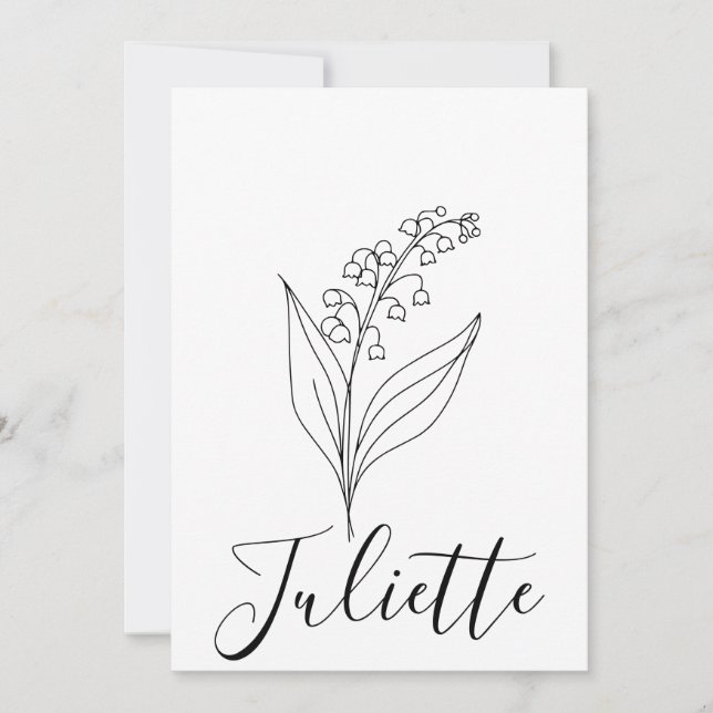 Personlig Maj Liljekonvalj Födelseblomma Inbjudningar (Framsida)